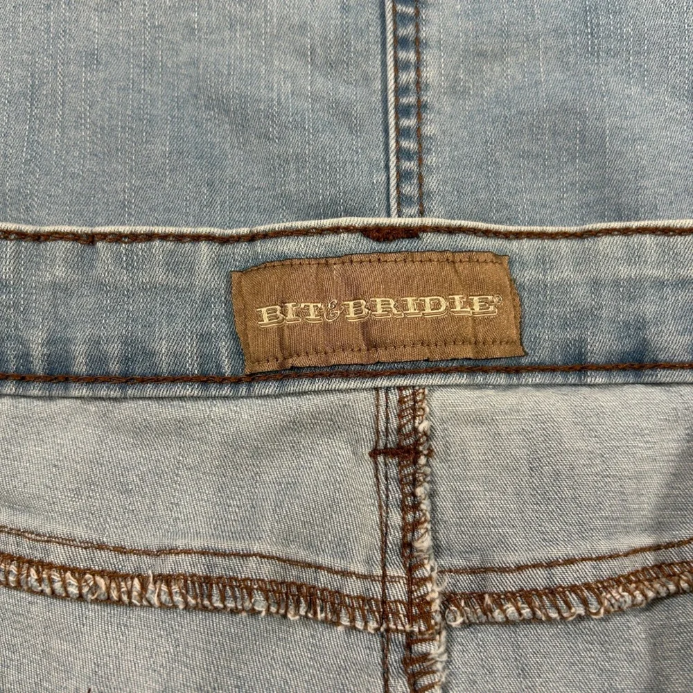 Bit & Bridle Western Denim Jean Skirt Light Wash Stretch Size 16 - Picture 7 of 8